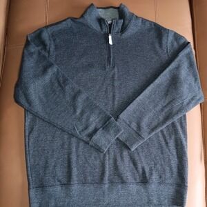 Lands End NWOT Mens XL Gray Quarter Zip Pullover Sweater Preppy Academia